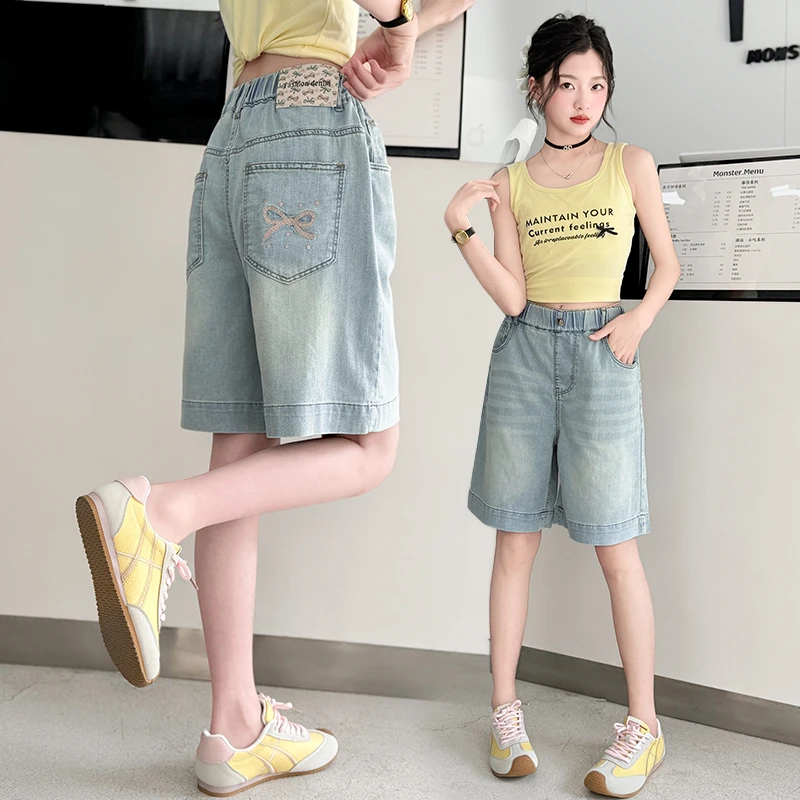 女童牛仔短裤夏季2025新款儿童薄款五分裤外穿女大童夏装韩系裤子