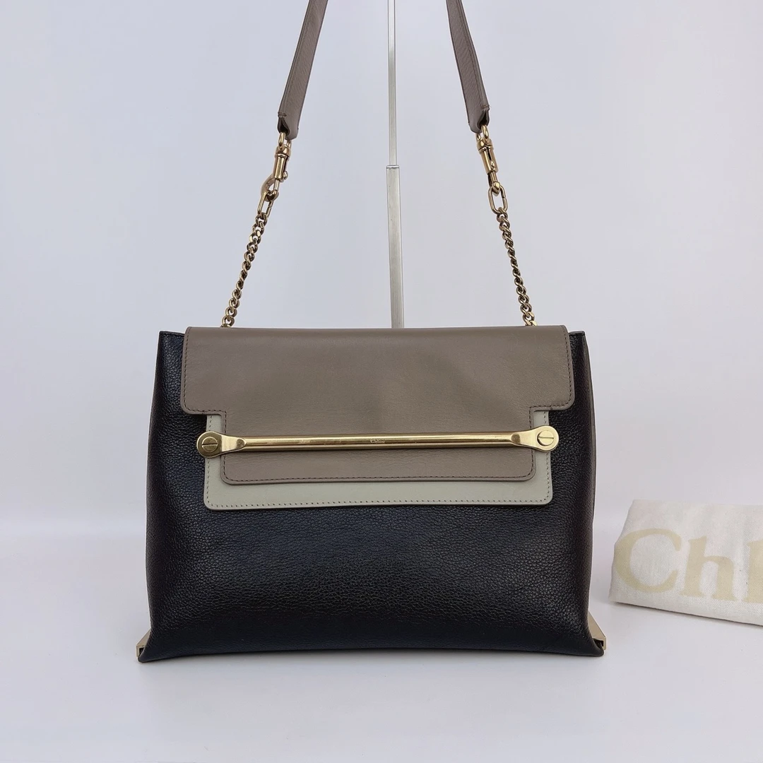 95新 Chloe/蔻依 寇依 黑色单肩背包底长28 B835