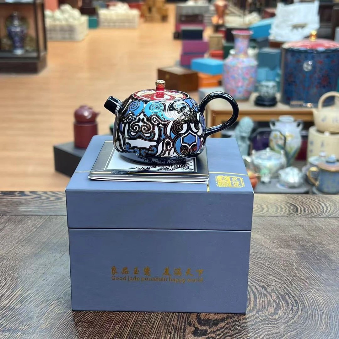【闪购商品】饕餮茶壶高端陶瓷红色小官帽泡茶壶