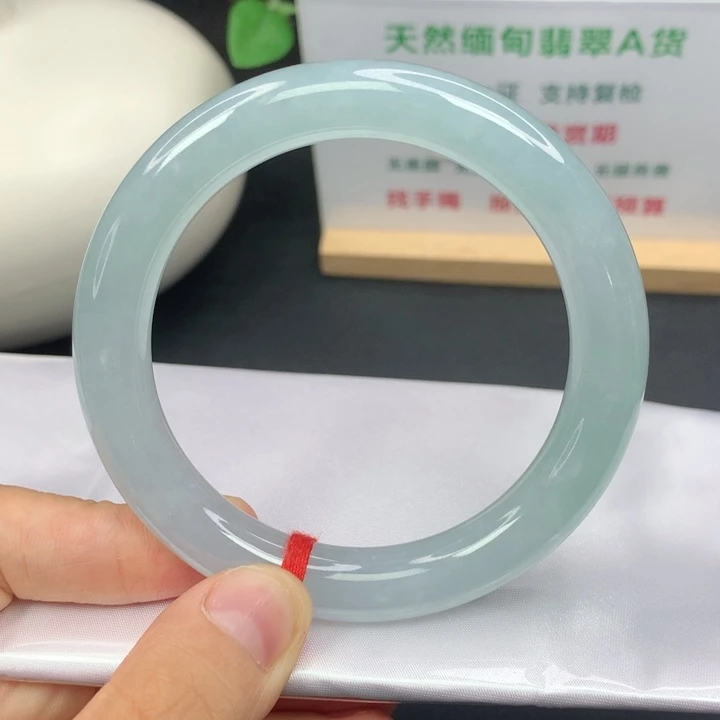 翡翠手镯未镶嵌55圈宝石蓝绿圆条翡翠手镯