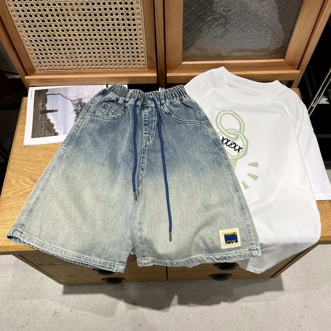 w1324男童夏季薄款牛仔短裤新款中大童帅气宽松舒适五分裤