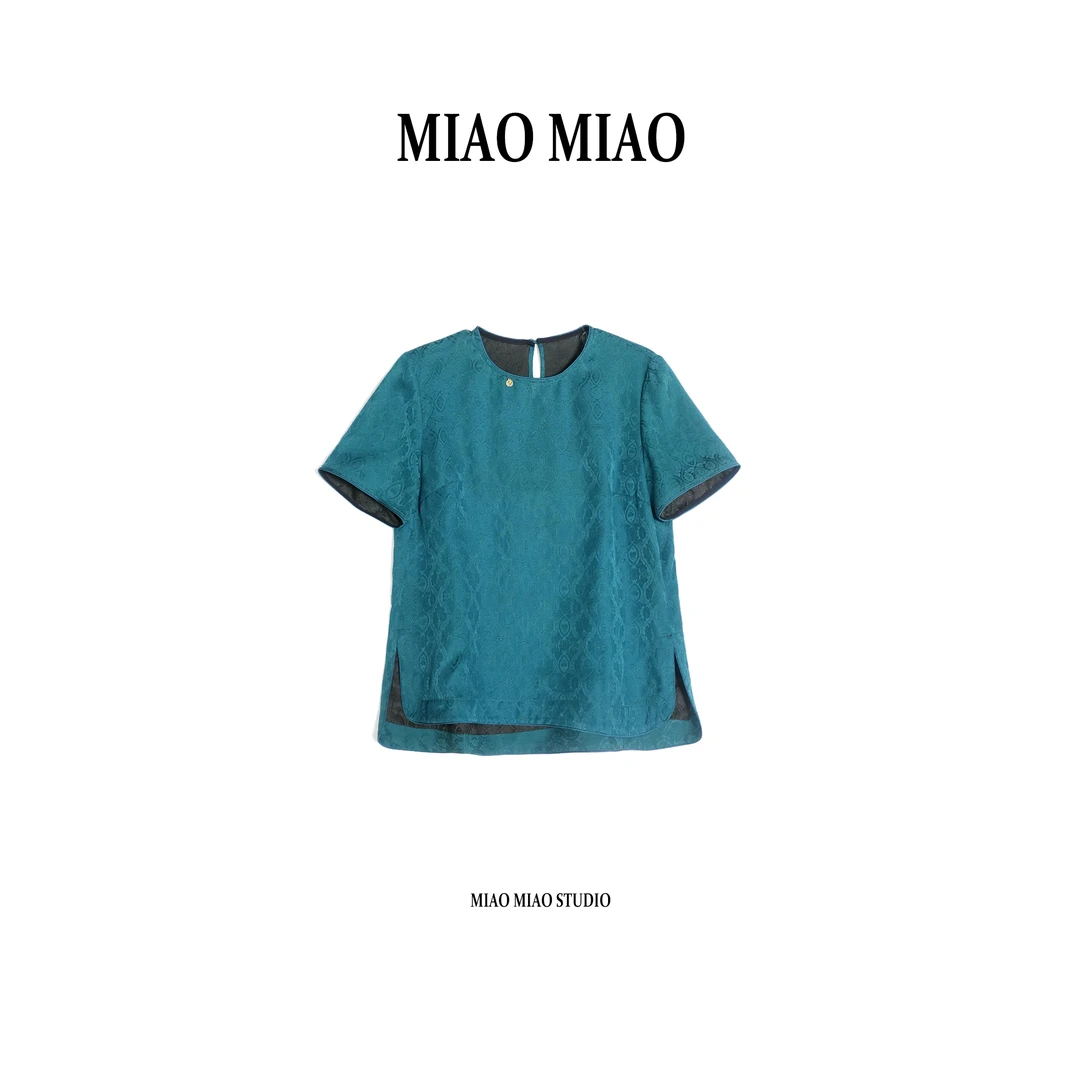 【听岚】淼淼家H764夏季国风新中式时尚百搭提花缎萝非遗香云纱上衣