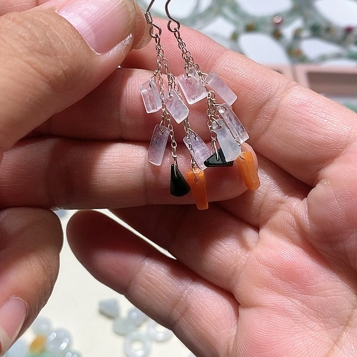翡翠银S925镶嵌耳饰