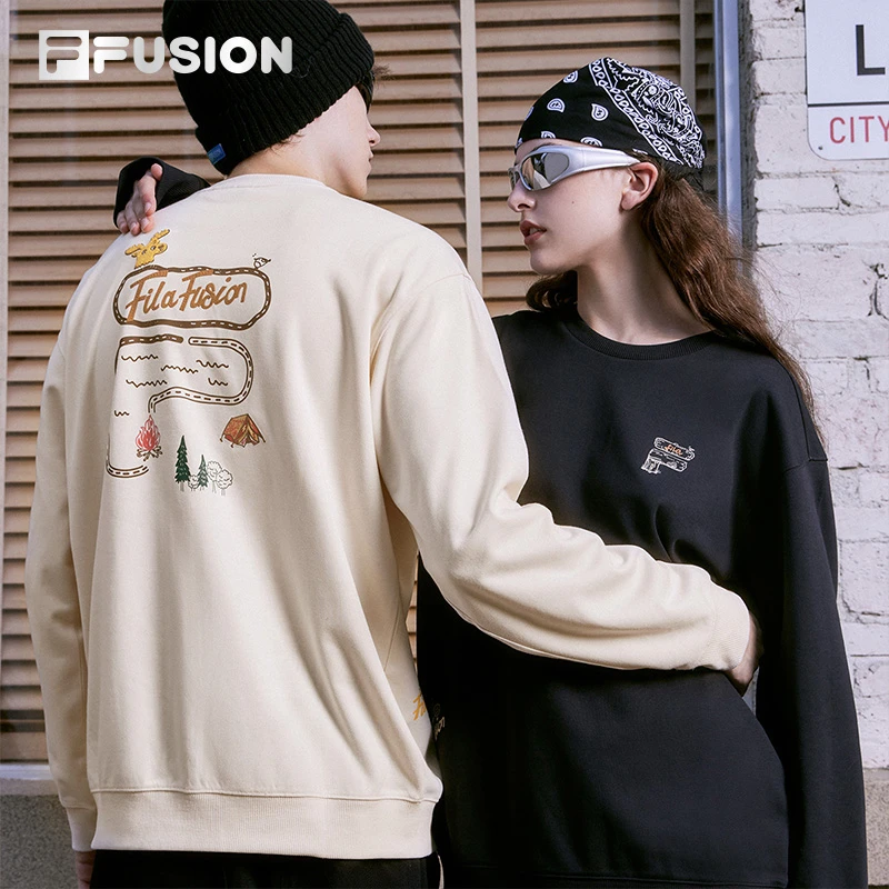Fila/斐乐FUSION情侣春秋男女长袖潮酷宽松运动卫衣T11U333206F