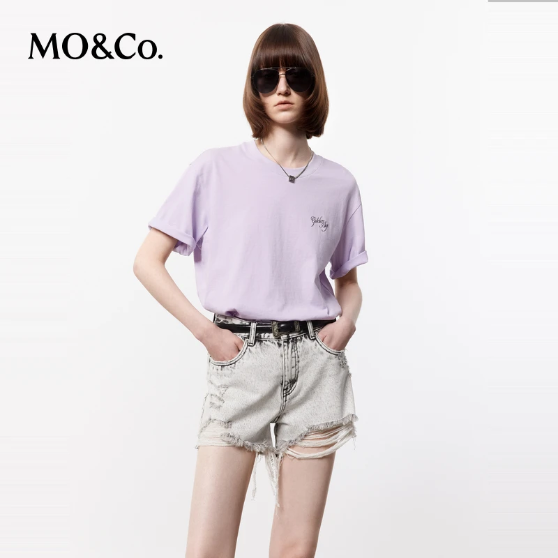 【千颂妮专享】MOCO夏和平鸽斑驳印花棉质短袖T恤MBD2TEE018