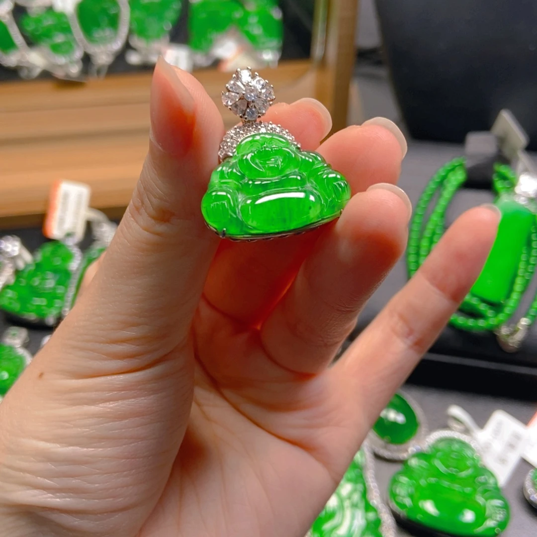 翡翠银S925镶嵌吊坠(不含链)