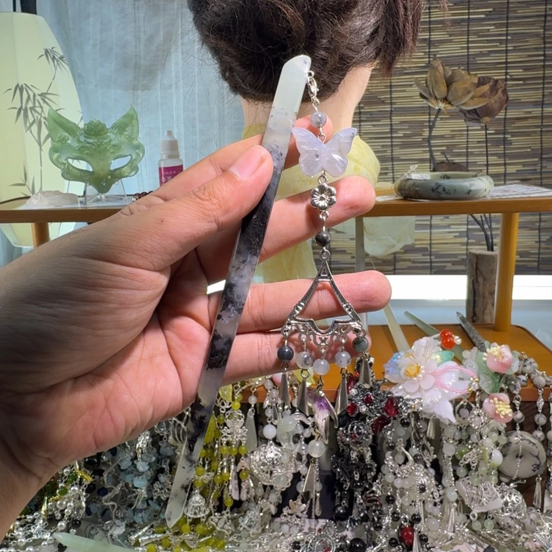 蛇纹石玉合金发饰