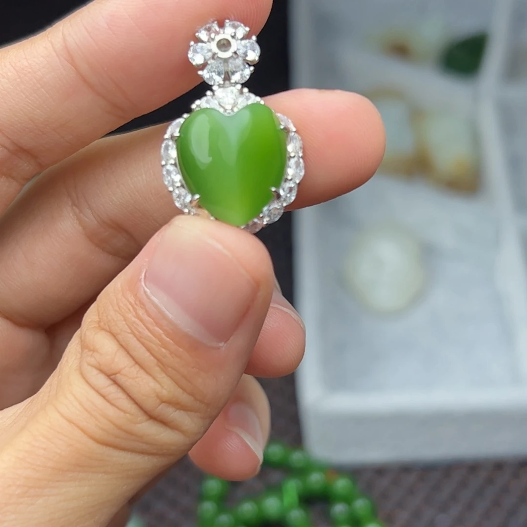 和田玉银S925镶嵌挂件