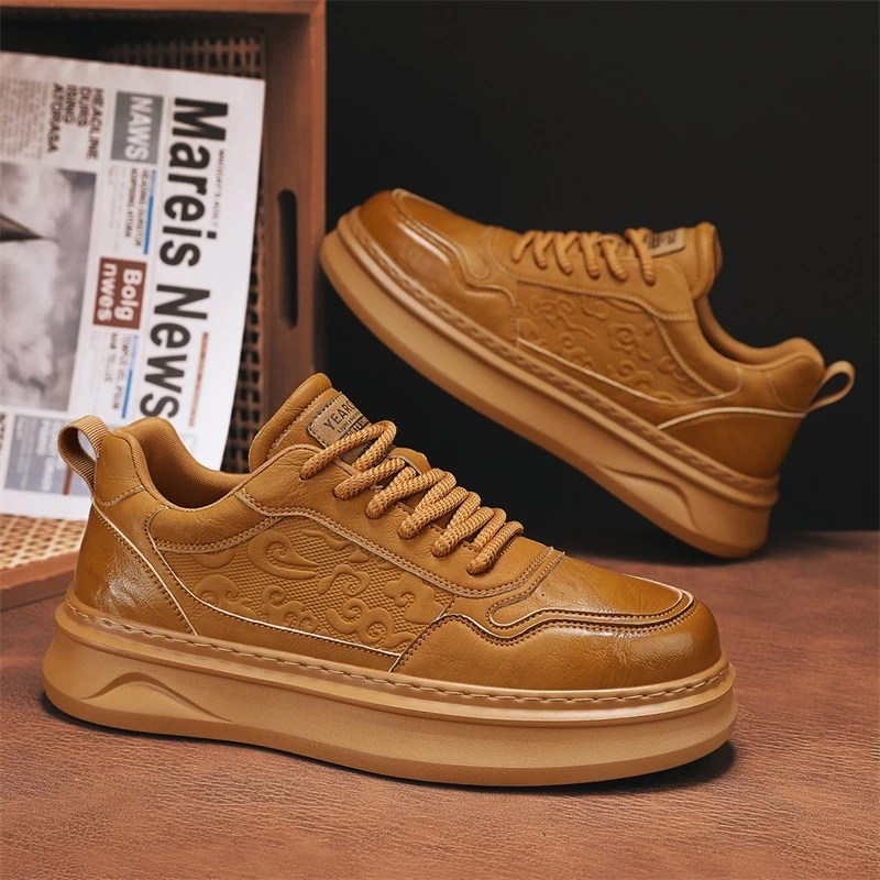 意尔康男鞋正品2025秋季增高简约祥云图案耐磨低帮板鞋男士休闲鞋