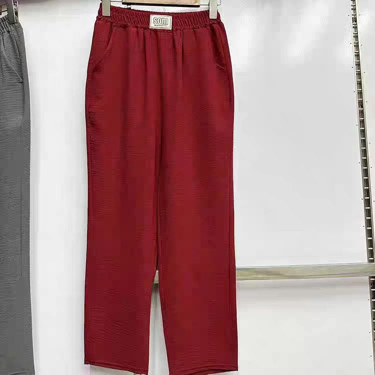 「英姿服饰」2307酒红色冰丝哈伦裤-904