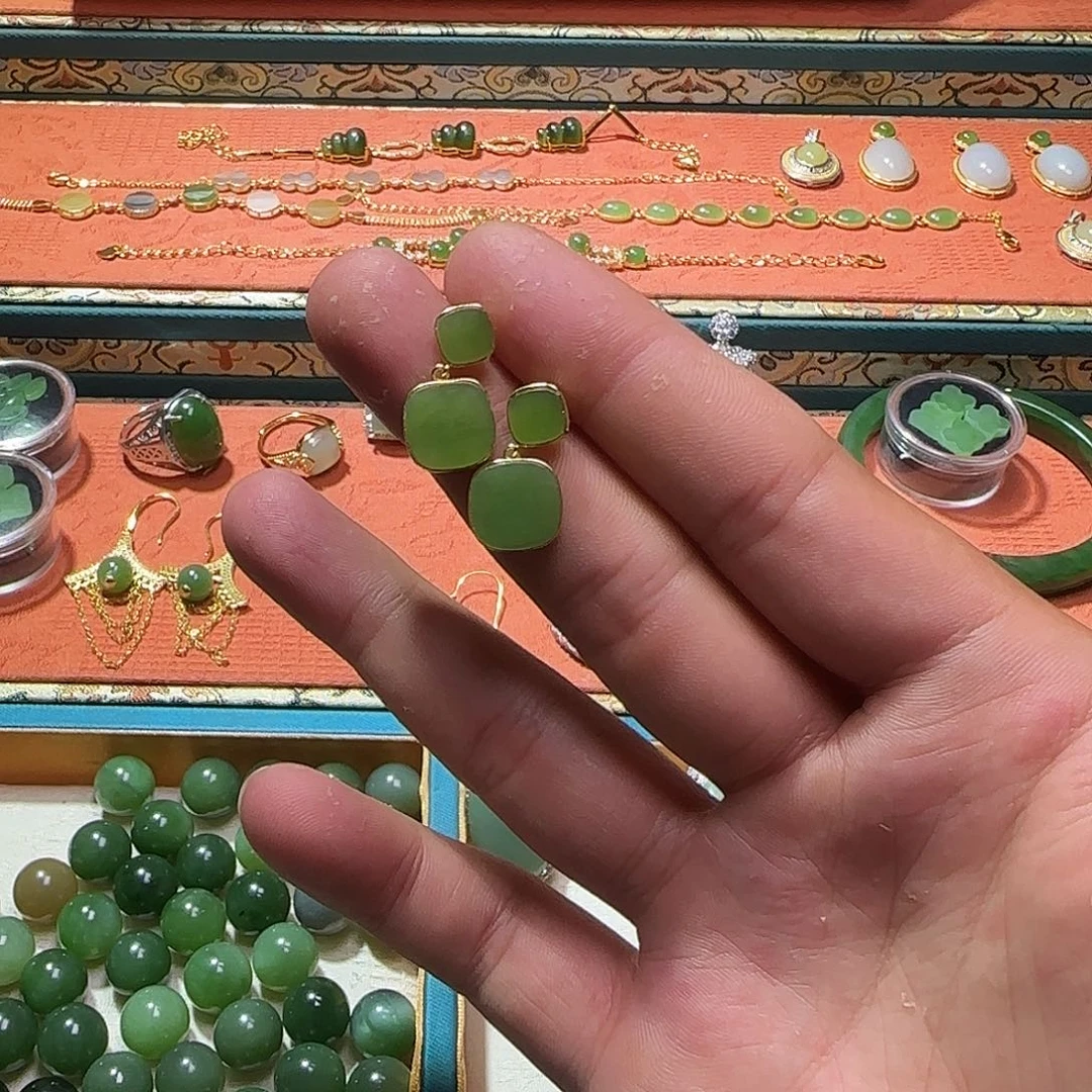 和田玉（碧玉）银S925镶嵌戒指