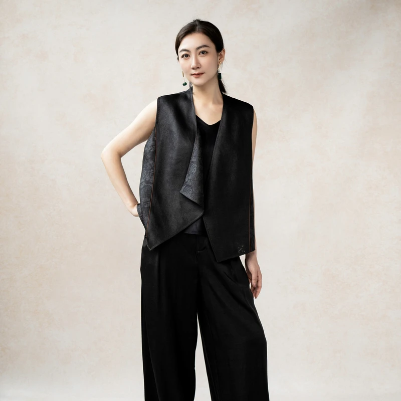 【栖香锦】素罗拼接太极纹四经绞罗 国风 秀款 马甲