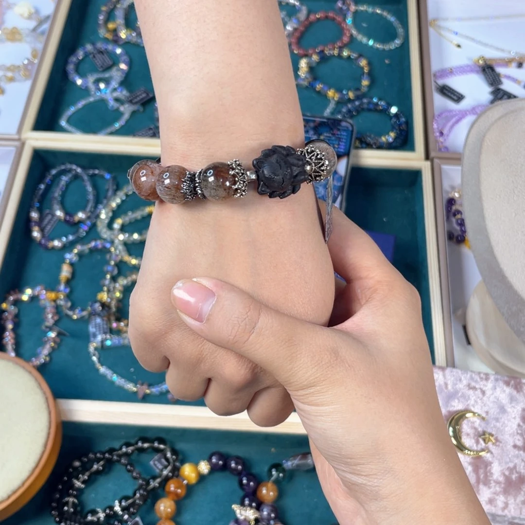 水晶手链银S925镀金镶嵌