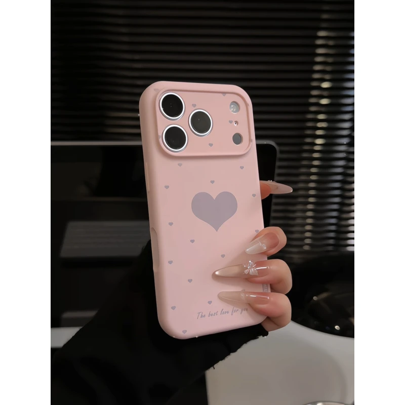爱心波点适用苹果17pro手机壳16promax液体硅胶14p精孔全包13小众