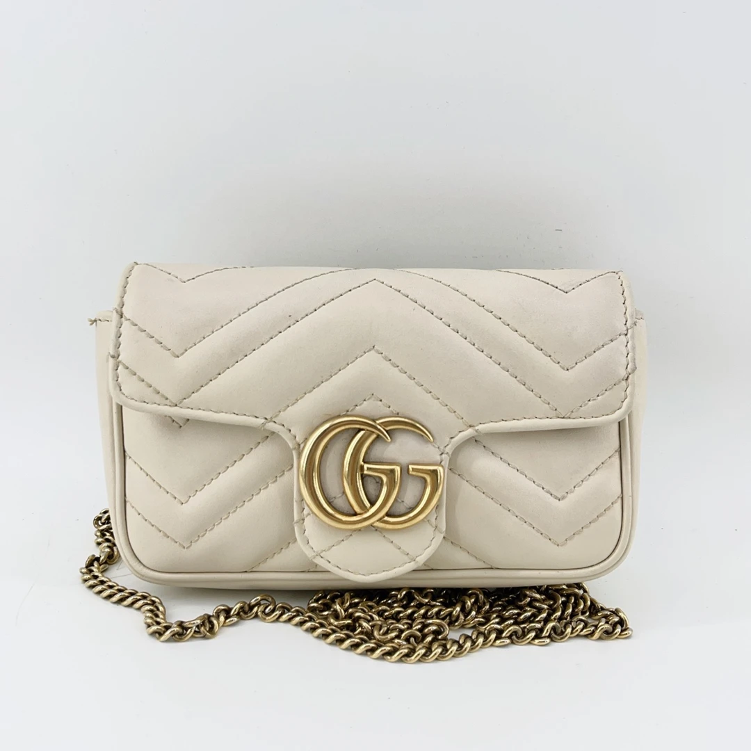 95新 GUCCI/古驰  白色迷你马蒙链条包 1664 0024