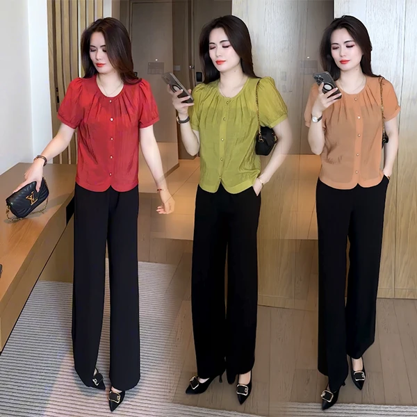 2025新款夏季穿搭衬衫休闲时尚洋气气质显瘦减龄女神短袖上衣38