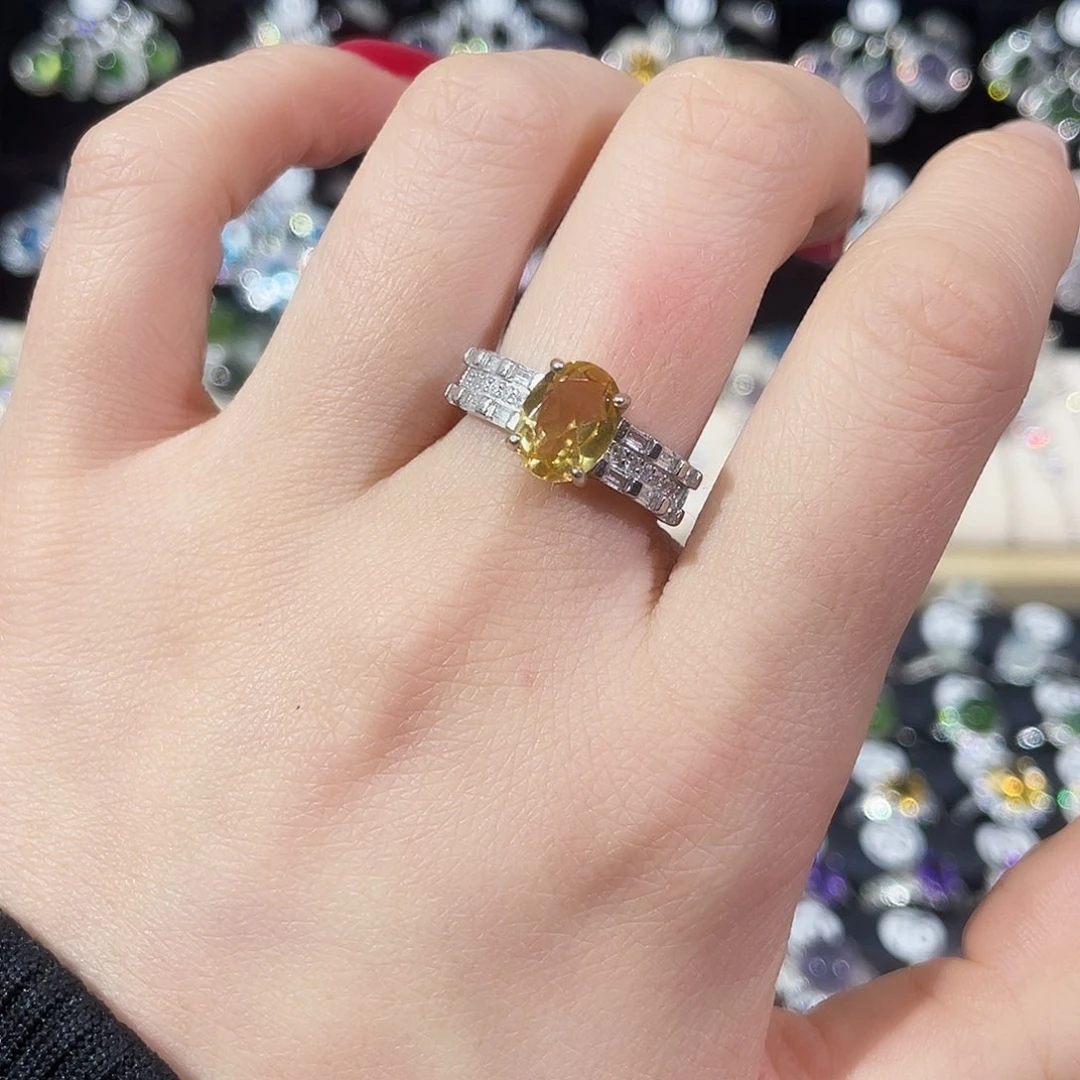 银S925镶嵌戒指黄晶戒指