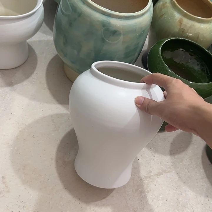白泥花盆微瑕无孔