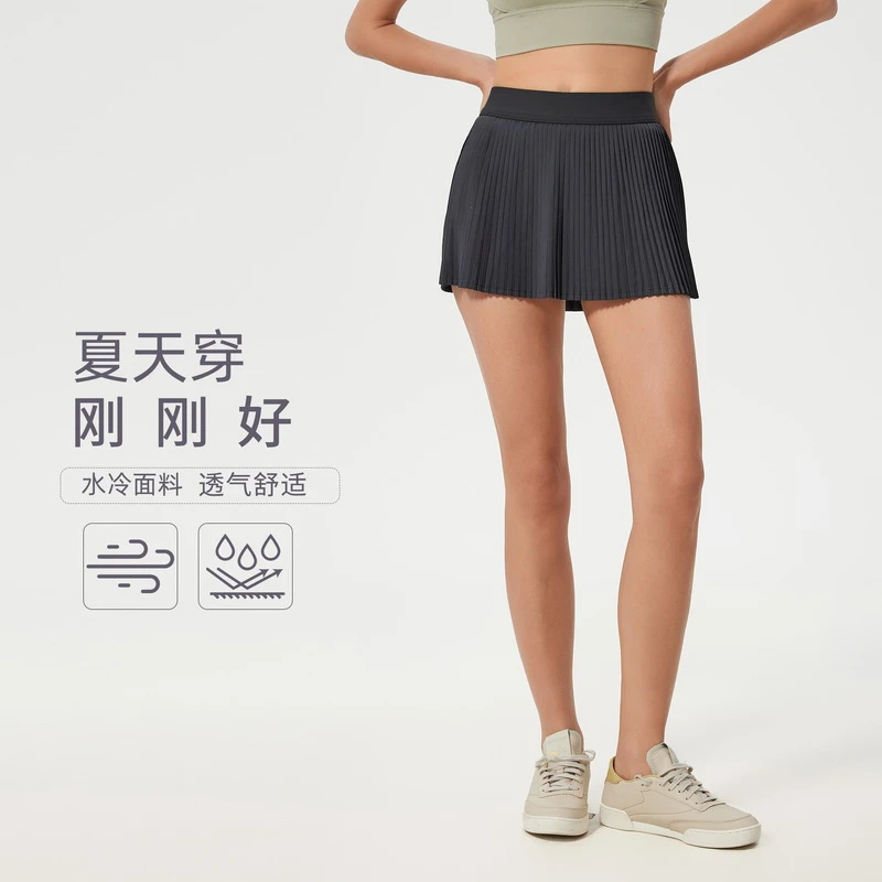 夏季冰感速干运动短裙防走光Vy网球健身羽毛球百褶风琴裙