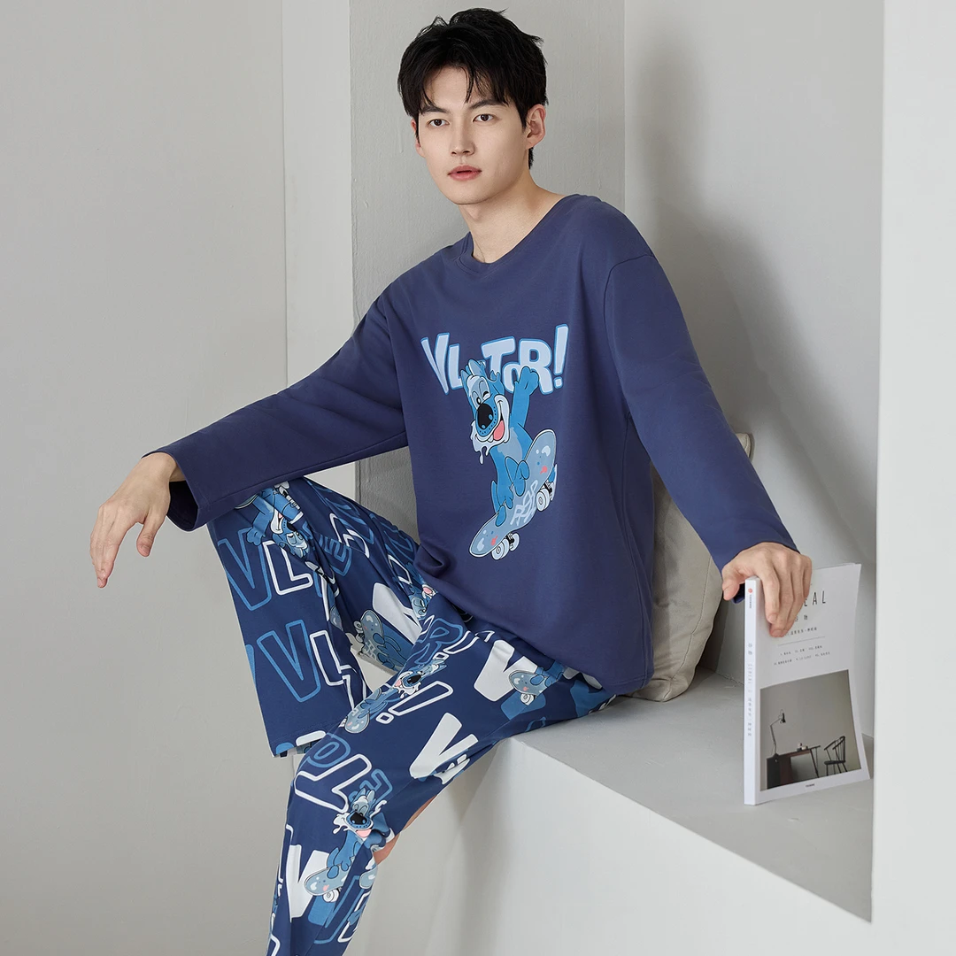 男士睡衣纯棉100%全棉春秋季男款爆款2025新款男生长袖家居服套装