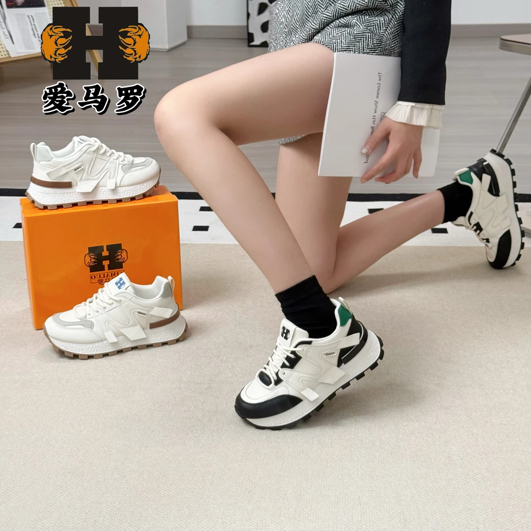 松糕运动阿甘鞋女厚底2025春季新款潮小众韩版透气老爹鞋8666