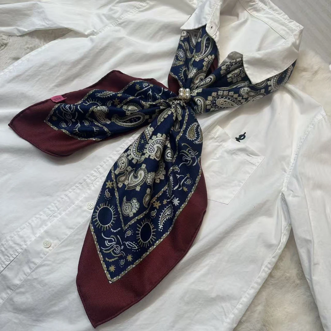 【韩系腰果花】100*100桑蚕丝羊毛双面丝毛方巾