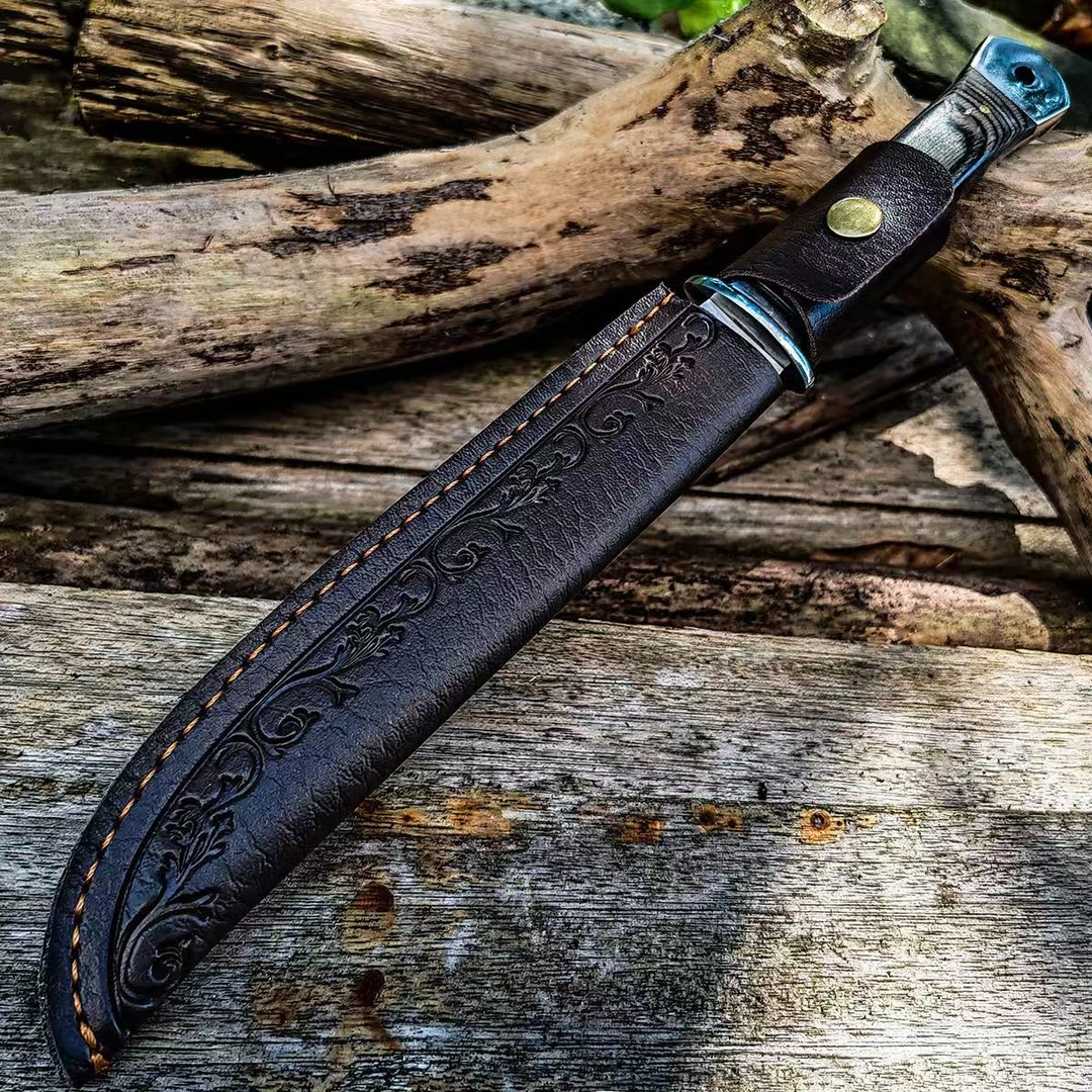 （赠皮套）【破竹】户外野营锋利水果刀手把肉直刀吃肉小刀R