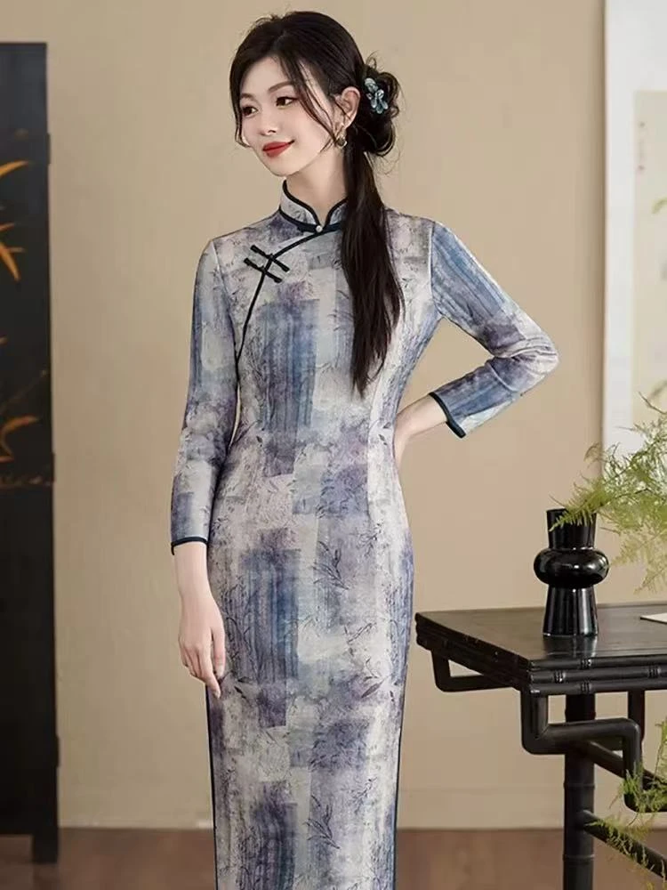 968 1-1-5 新中式旗袍高端日常可穿老上海礼服国风复古改良裙子