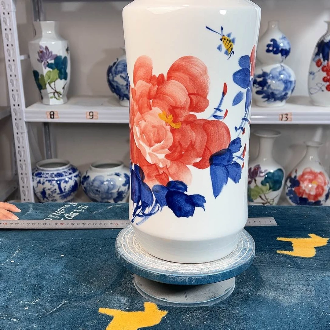 摆件景德镇陶瓷书红牡