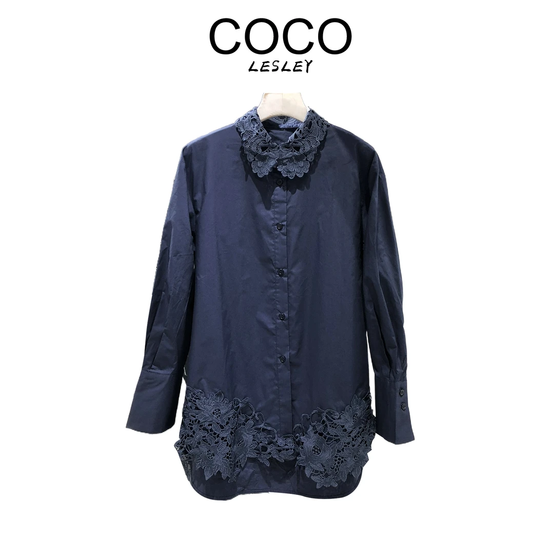 【COCO LESLEY】拼接蕾丝女士长袖衬衫时尚气质休闲轻奢百搭