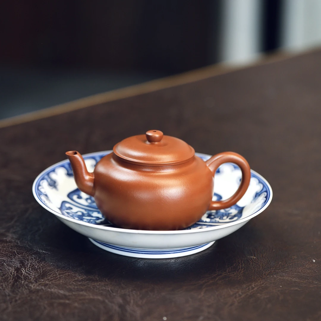 宫灯·全手工     小高货紫砂壶容量180cc/原矿朱砂