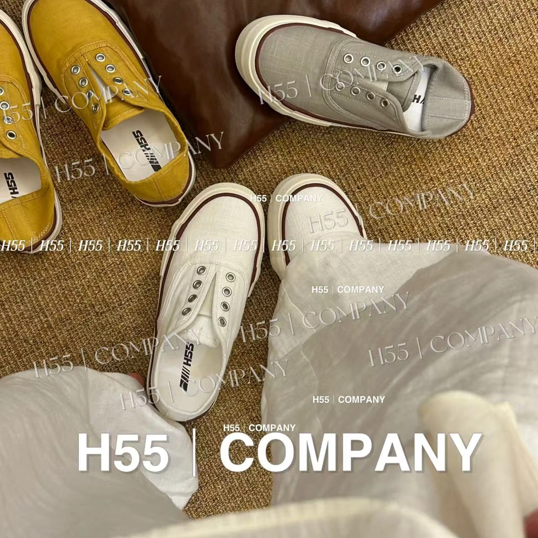 【现货】“低语”亚麻之美-慵懒感一脚蹬板鞋4cm35-2455【N】