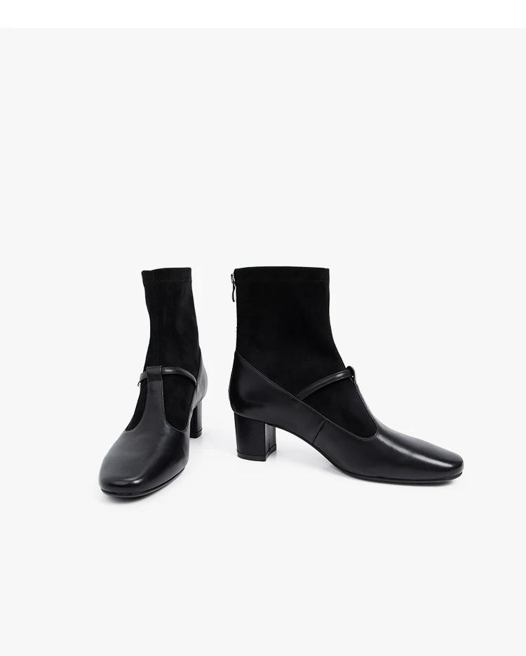 洋气小短靴女2024新款秋冬气质高跟瘦瘦靴羊皮法式小踝靴时尚