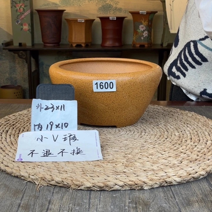 紫砂花盆  微微瑕柴烧中窝口1600