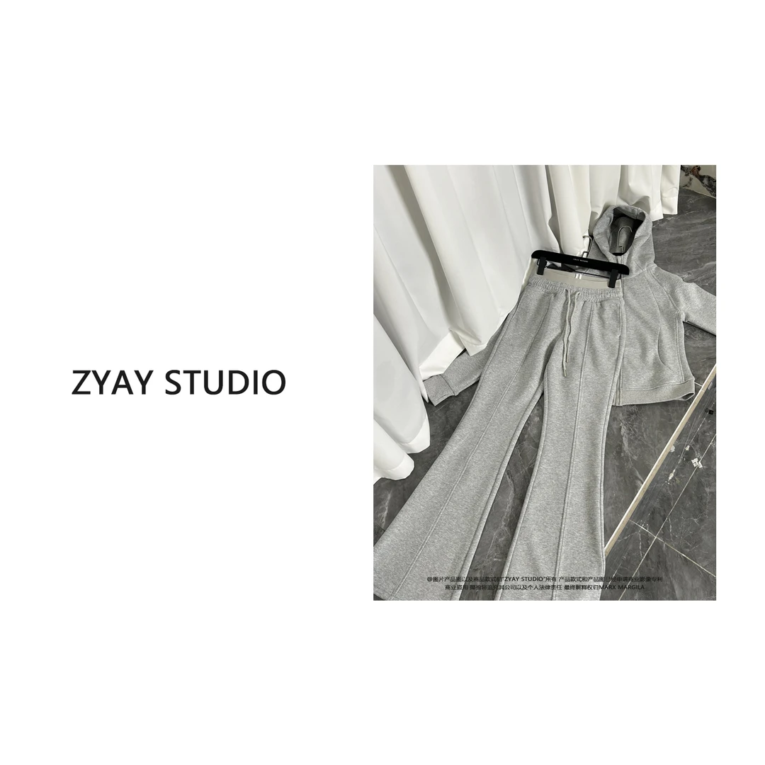 【ZYAY STUDIO】 南油高品质2025春季新款连帽上衣卫衣微喇裤套装