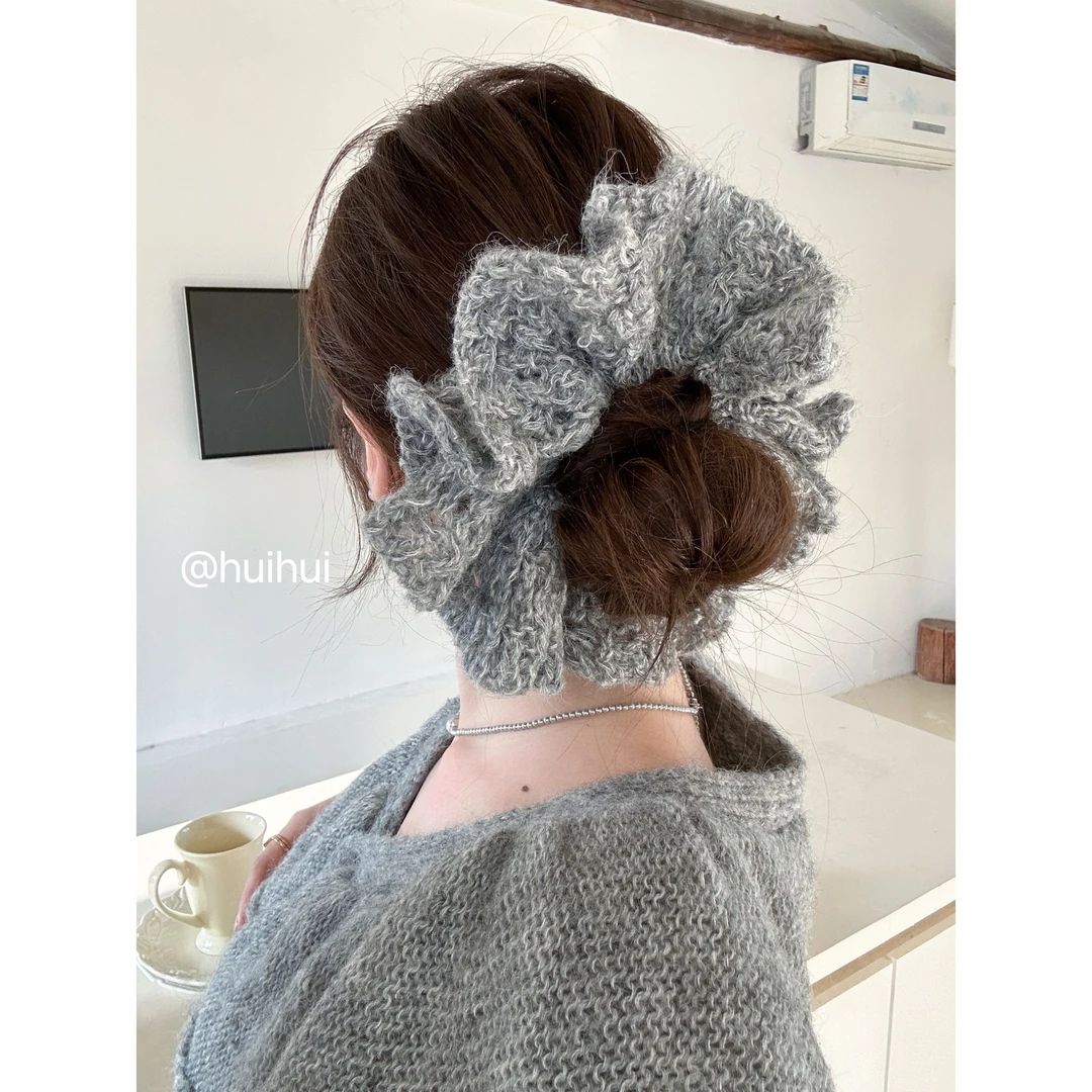 【HuiHui】低调又高级~针织毛边发圈韩系氛围感大肠发圈（A1500)