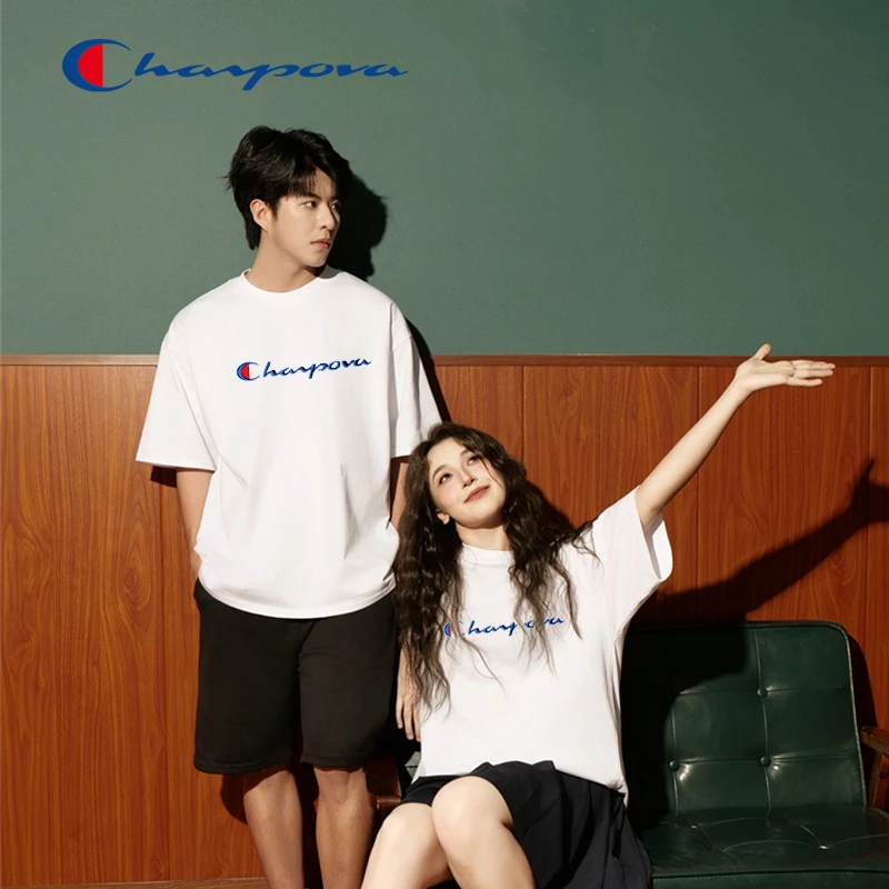 【300g纯棉重磅冠军犀牛联名】情侣刺绣短袖男休闲百搭圆领半袖女qw