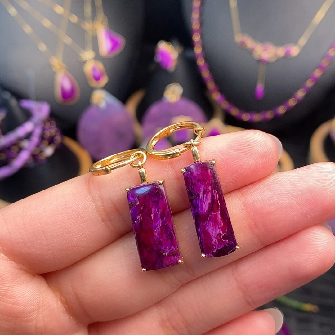 苏纪石（舒俱来）耳饰18K金镶嵌