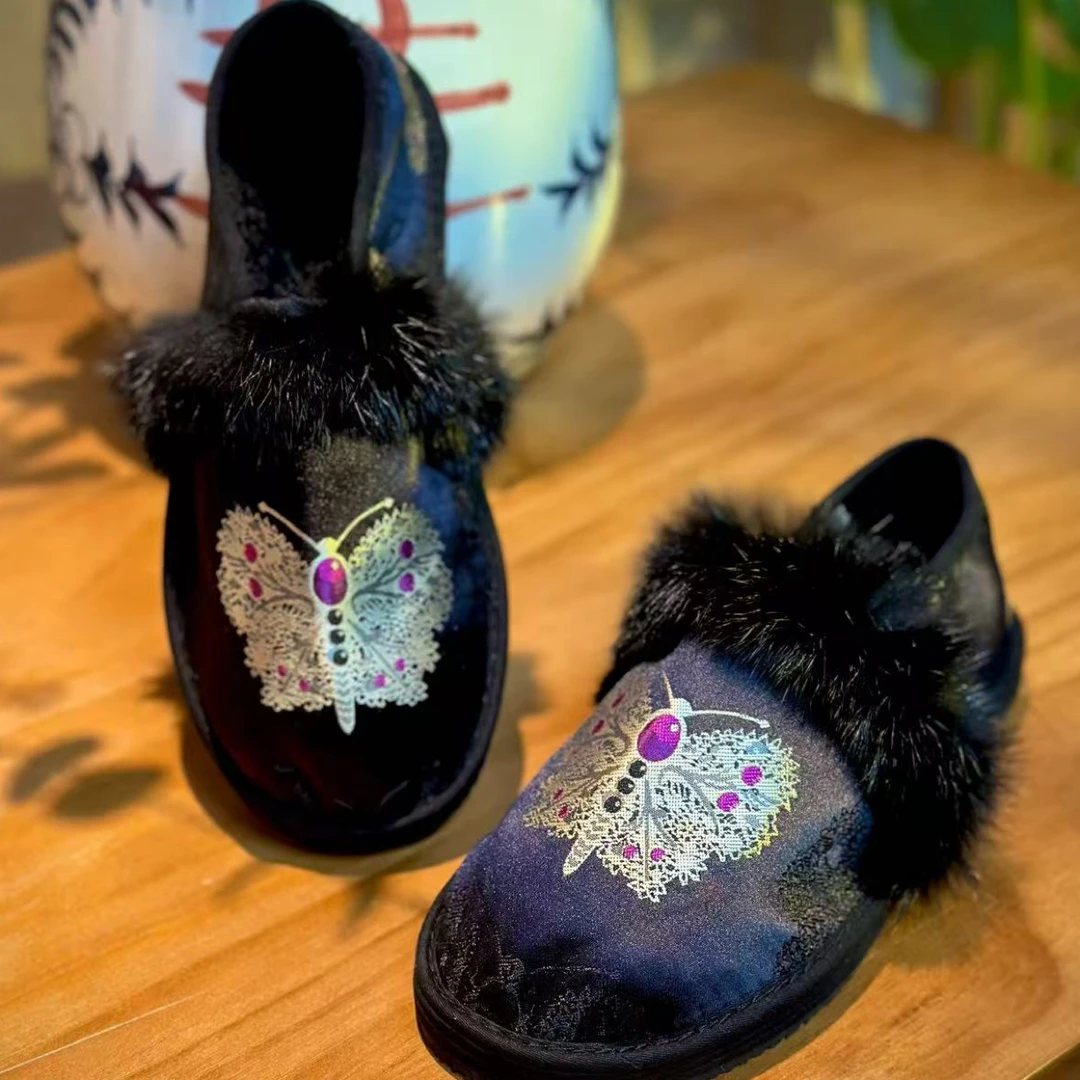 【凤尾蝶薄绒毛条款】西楚手工千层底布鞋