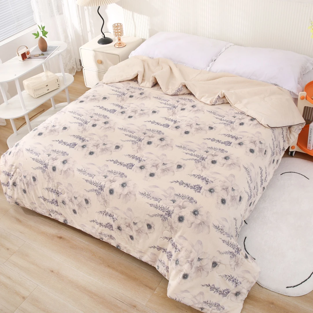 【飘带花朵】被子被芯简约高端高精密专柜紫罗兰四季被