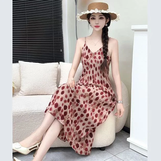 碎花吊带连衣裙吊带鱼尾裙法式显瘦印花睡裙性感时尚国风