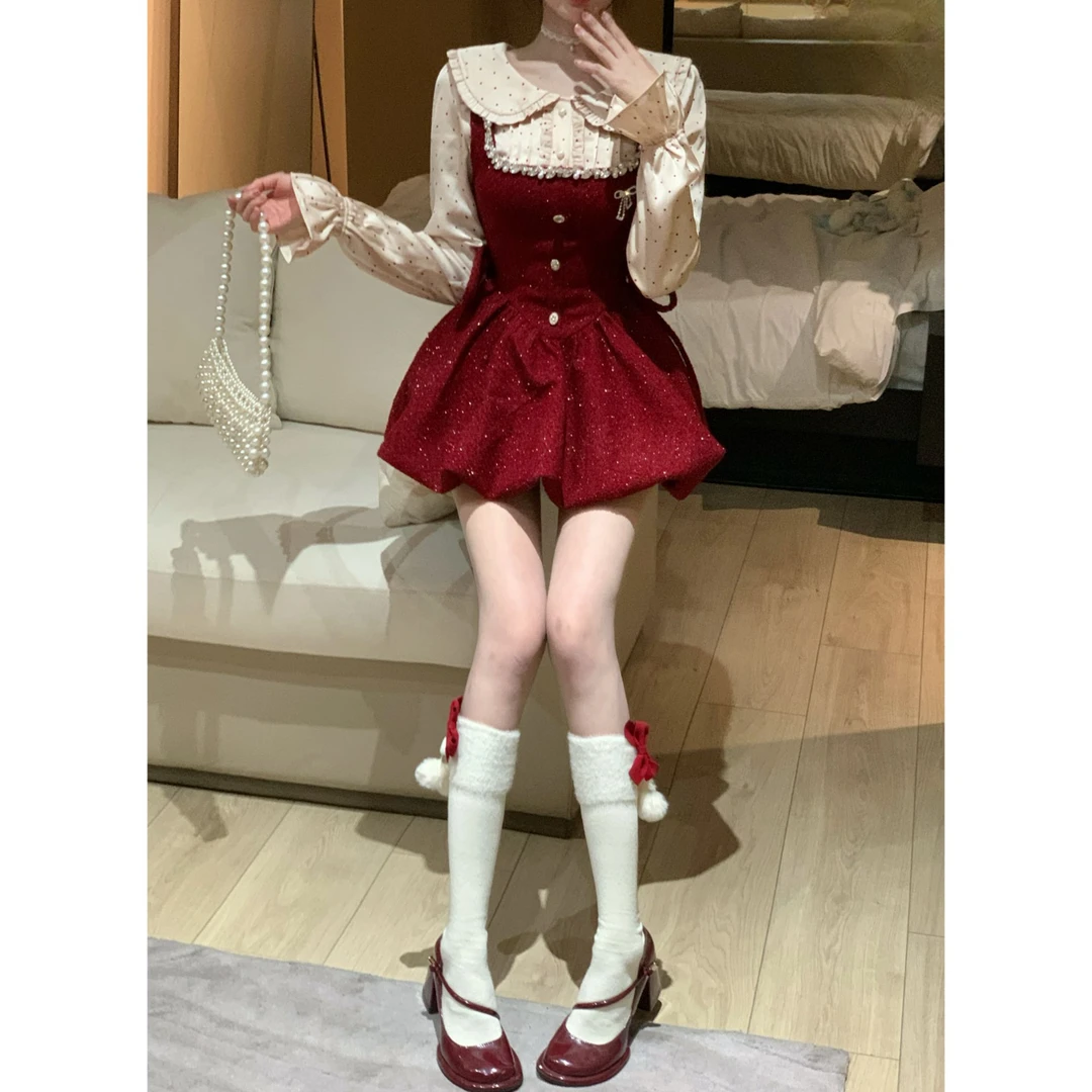 千金派对 新年款甜美风设计衬衫吊带连衣裙R6002-1H