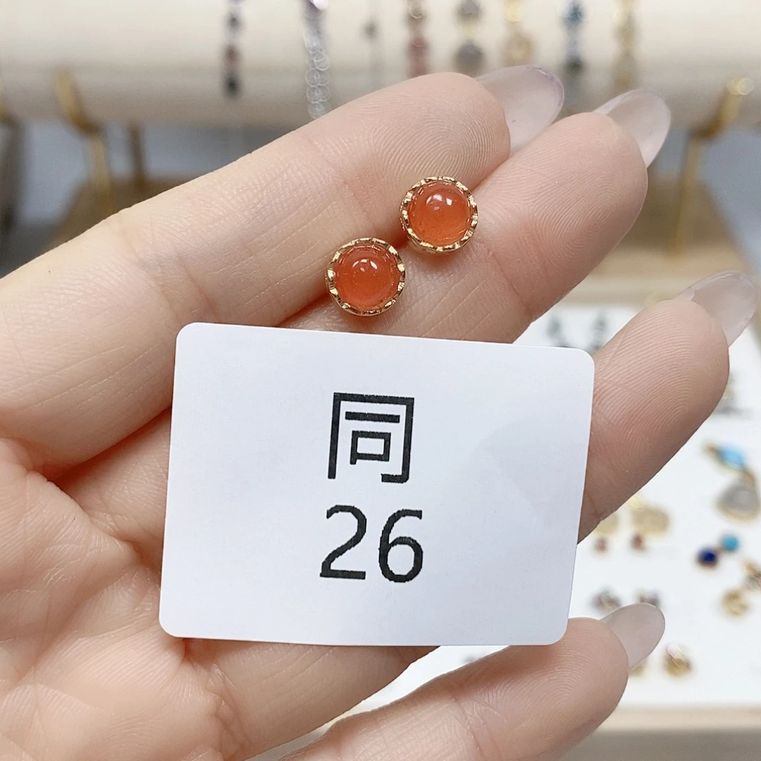 南红玛瑙银S925镶嵌耳饰同26