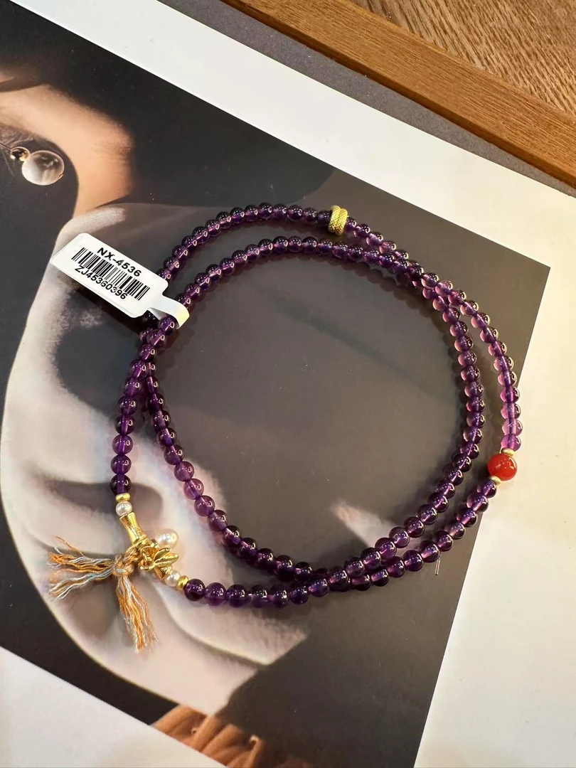 非金属仿珍珠手链 【小胖家】设计感紫色多圈手链