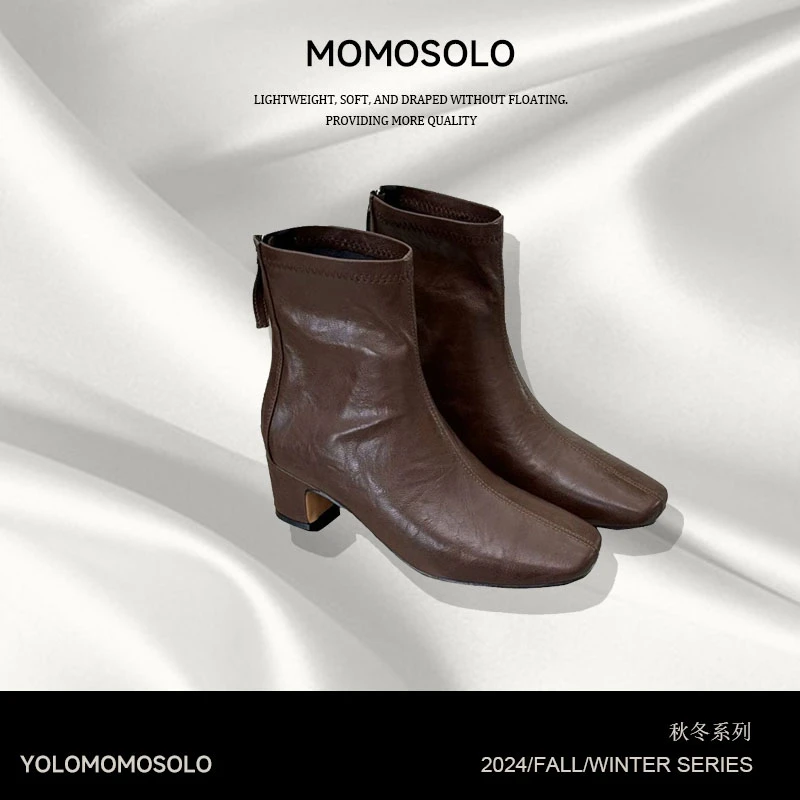 清仓专属•鞋子气质时尚百搭粗跟英伦风秋冬瘦瘦靴气质时尚YM110