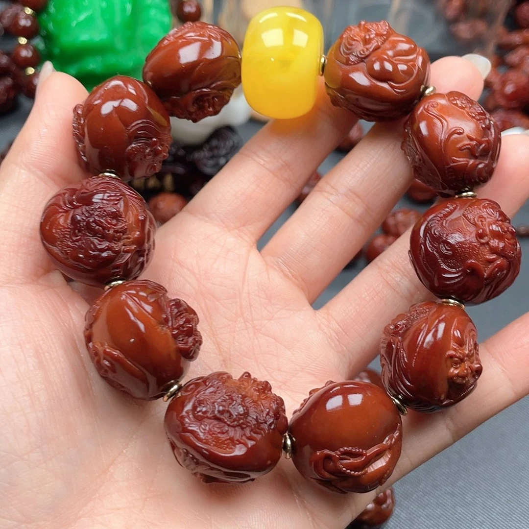 新***乐橄榄核手串十八罗汉