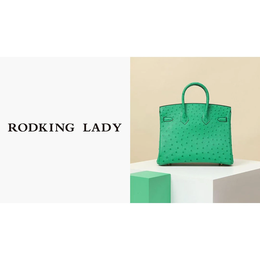 RODKINGLADY 2024年新款秋冬鸵鸟皮 铂金25高奢真皮包包