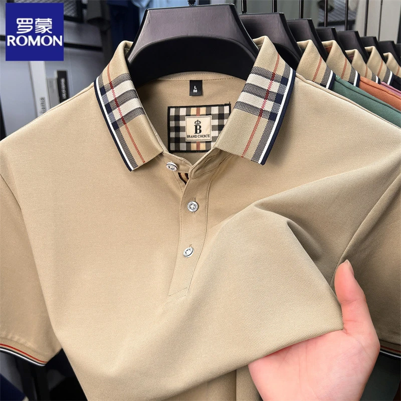 罗蒙夏季翻领短袖T恤男商务休闲潮流简约polo衫男装宽松百搭半袖