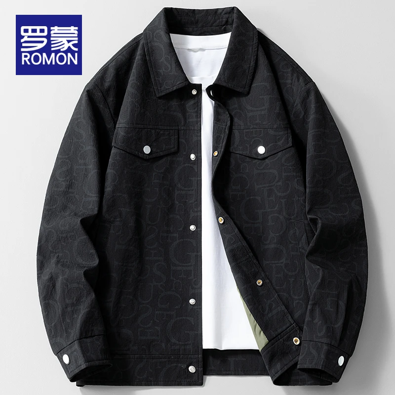 罗蒙春秋款男士外套潮流翻领夹克男款爆款2025新款秋季百搭上衣男