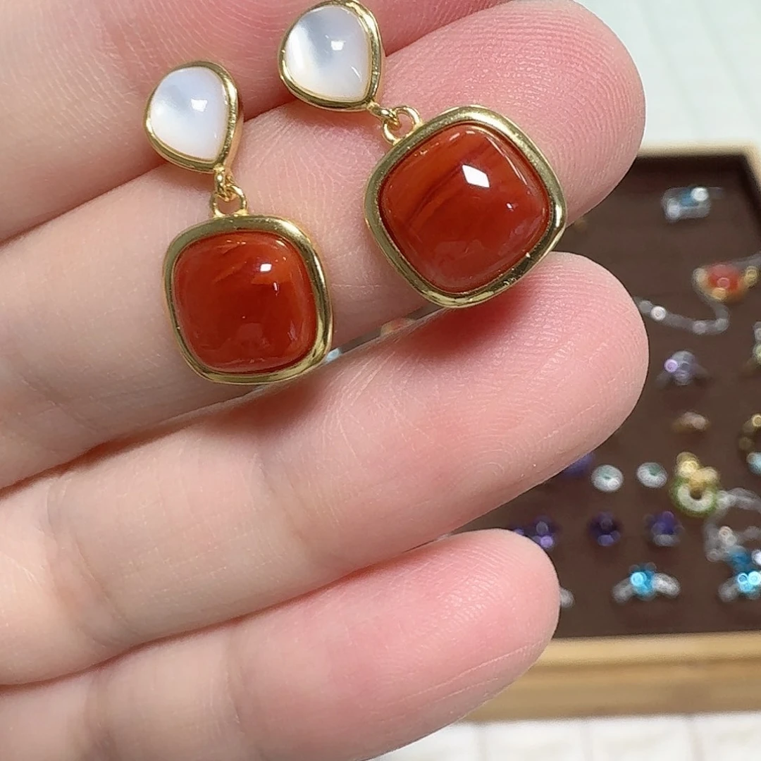 南红玛瑙银S925镶嵌吊坠(不含链)